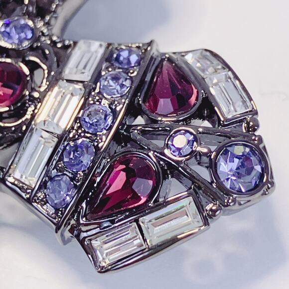 Real Collectibles by Adrienne Glass Rhinestone Cross Pendant Necklace Purple 50" - Picture 11 of 13